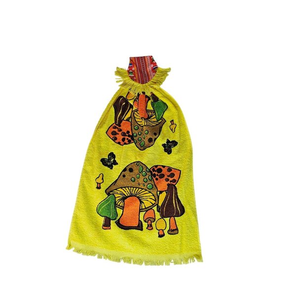 Vintage Cannon Merry Mushroom Kitchen Hand Towel Yellow - Picture 14 of 14